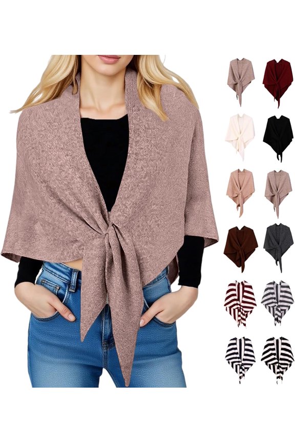 Chic Shawl With Loop, Soft Knitted Poncho Shawl Wrap for Women, Versatile Wrap for Office Evening Daily Use