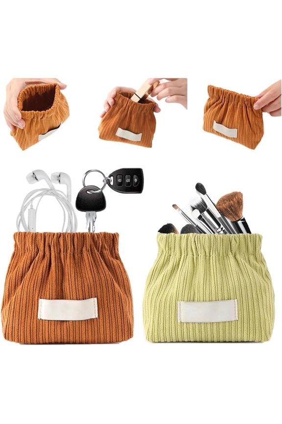 Corduroy Elastic Hair Tie Organizer, Corduroy Elastic Storage Bag for Purse, Portable Cute Mini Makeup Purse for Hair Tie, for Womens Hair Tie, Lipstick