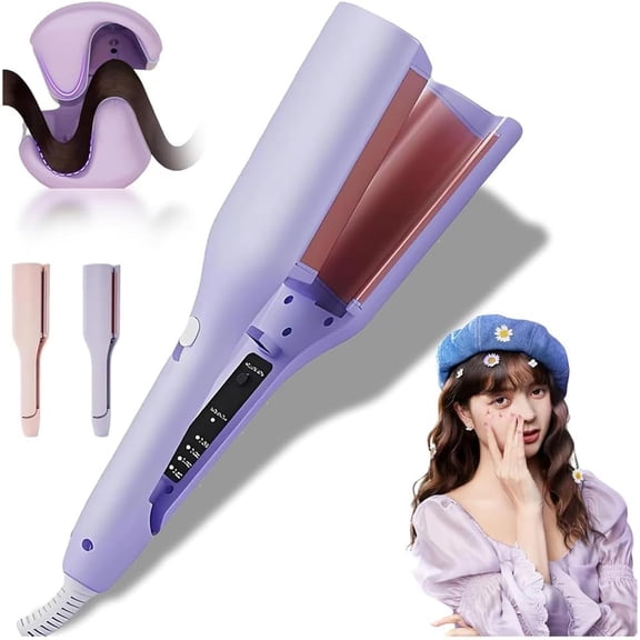 YEPOLERCE Hair Styling Tool with Negative Ionic Technology, 3D Curling Iron for Quickly Creating Smooth Waves, 4 Gears Double-Sided Heating Lasting in 24 Hrs for Women