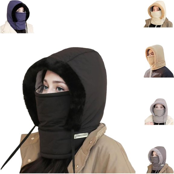 YEPOLERCE Plush-Lined Thermal Hat with Plush Lining & Face Mask Set for Men and Women, Thickened Cold Weather Beanie for Extreme Wind Protection