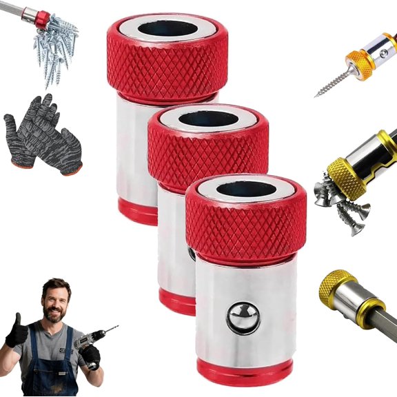 YEPOLERCE Power Mag Bit Ring, Screwdriver Head Magnetic Ring Three Piece Set for Hex Screwdriver and Power Bits