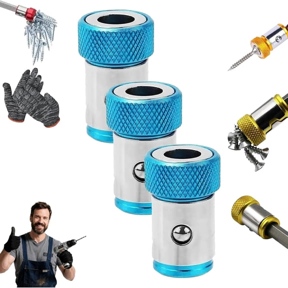 YEPOLERCE Power Mag Bit Ring, Screwdriver Head Magnetic Ring Three Piece Set for Hex Screwdriver and Power Bits