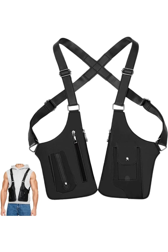 Premium Leather Adjustable Underarm Shoulder Bag for Men Women, Anti-Theft Hidden Storage Armpit Holster