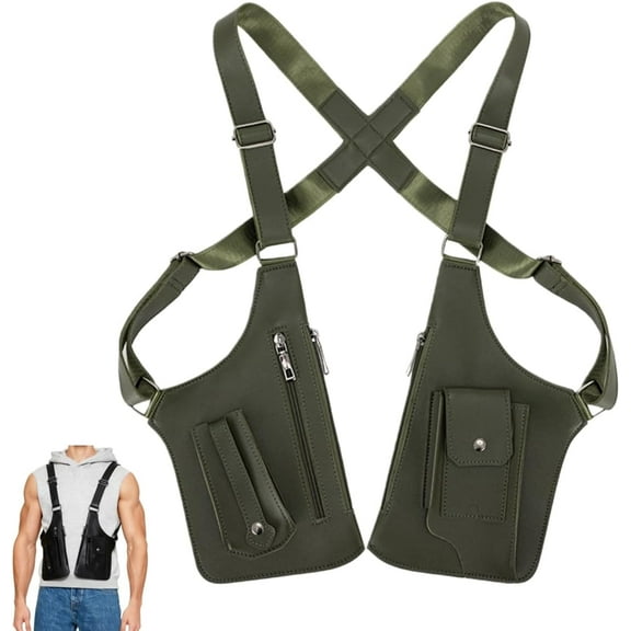 YEPOLERCE Premium Leather Adjustable Underarm Shoulder Bag for Men Women, Anti-Theft Hidden Storage Armpit Holster