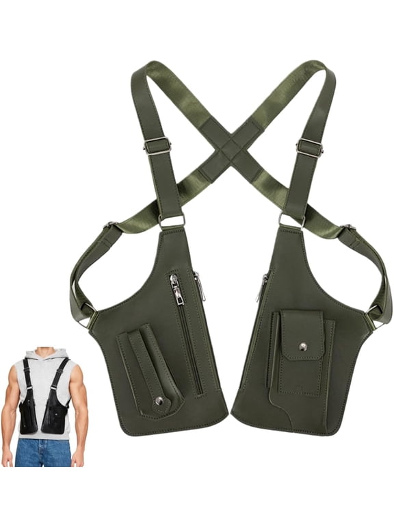 Premium Leather Adjustable Underarm Shoulder Bag for Men Women, Anti-Theft Hidden Storage Armpit Holster