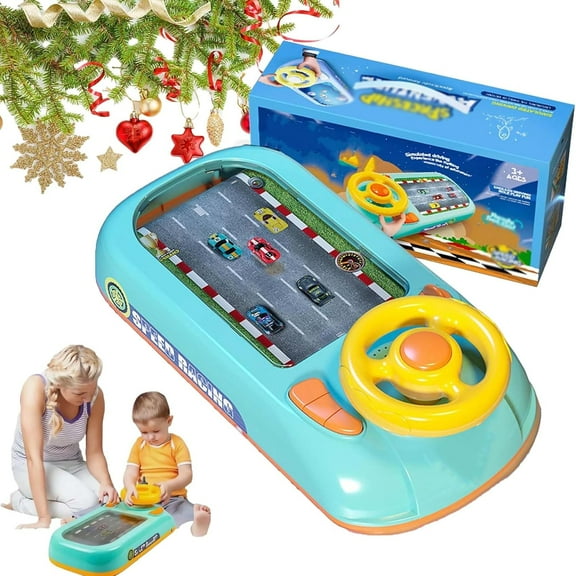 YEPOLERCE Race Car Steering Wheel Toy for Toddlers, Interactive Kids Driving Simulator, Educational Pretend Play Racing Game for Children Ages 3-6