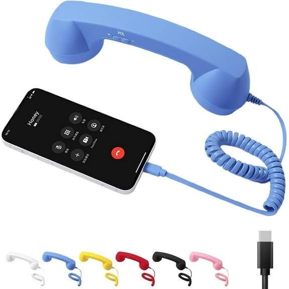 YEPOLERCE Retro Phone Handset, USB-C Headset with Answer Button for Elderly Parents and Nostalgia Lovers