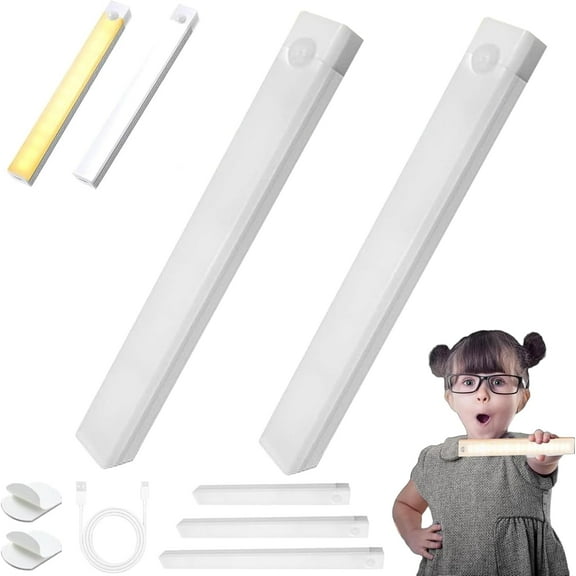 YEPOLERCE Smart Sensor Magnetic Rechargeable LED Lights, Motion Activated Wireless Closet Lights with USB Charging, Punch-Free Stick-On Lights for Kitchen Cabinet Wardrobe Stairs
