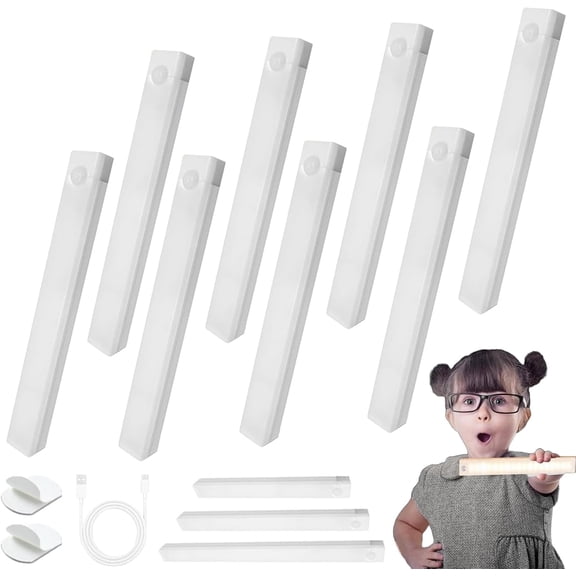 YEPOLERCE Smart Sensor Magnetic Rechargeable LED Lights, Motion Activated Wireless Closet Lights with USB Charging, Punch-Free Stick-On Lights for Kitchen Cabinet Wardrobe Stairs