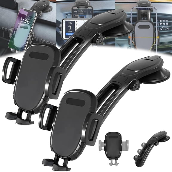 YEPOLERCE Suction Type Downward Bending Phone Mount, 360-Degree Universal Windshield/Dashboard Suction Cup Phone Holder, Cell Phone Holder Stand with One-Touch Release Clamp for All Phone
