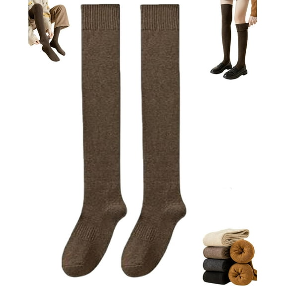 YEPOLERCE Wateresty Women Thigh High Socks, Warm Fleece Lined Stretchable Over Knee Socks for Most Foot Types