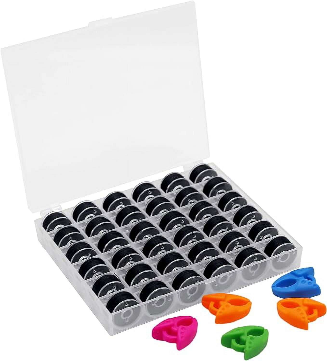 YEQIN 36Pcs Black Prewound Bobbin Thread and Bobbin Clamps Size A