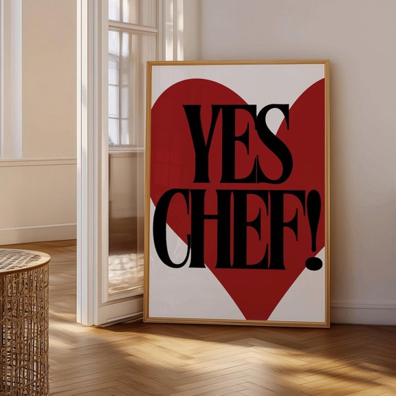 YES CHEF Print | Bold Kitchen Wall Art | Modern Typography Poster | Chef Quote Art | Restaurant Decor |, Unframed Paper Poster 8x10in