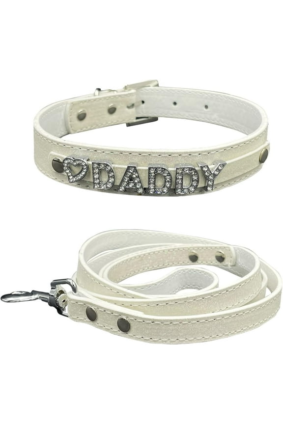 YES DADDY Leather Choker Collar with Leash Adjustable PU Leather Necklace for Women and Men Black