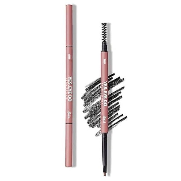 YES.EYE DO Black Eyebrow Pencil with Brush, Dual-ended Microfilling Eyebrow Liner for Natural-looking Results, Ultra Precise 2mm Micro Triangular Tip for Filling in Sparse Brows, Sweatproof No-caking
