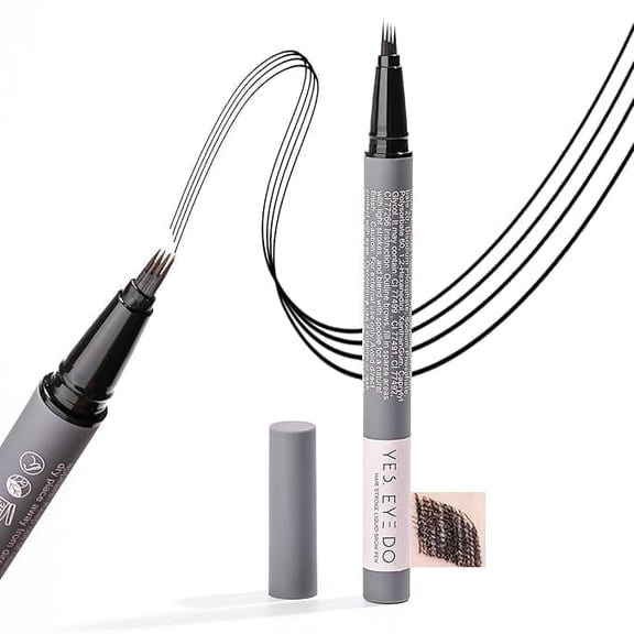 YES.EYE DO Microblading Magic Black Eyebrow 3D Tattoo Pen: 4 Micro Fork Tip for Natural Hair Like Strokes, Long lasting Smudge-Proof Contouring Pen for All-Day Perfect Brows(Black Out-Natural Black)