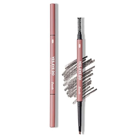 YES.EYE DO Waterproof Brow Pencil, Dual-ended Brown Eyebrow Pen Definer with Spoolie, Retractable Waterproof Long-lasting,2mm Ultra Precise Micro Tip Draws Tiny Brow Hairs and Fills in Sparse Brows