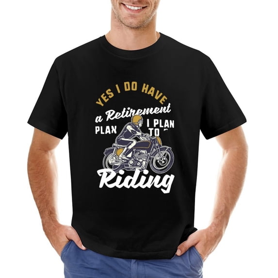 YES I PLAN TO RIDING Vintage T-shirt Mens Cotton Classic Crewneck Short Sleeve Tees Unisex Black XL