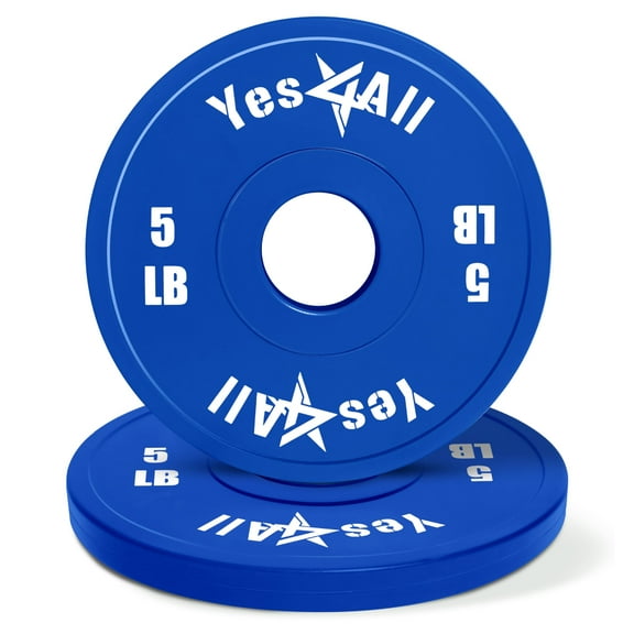 YES4ALL Fractional Weight Plates, 5 LBS Set of 2 Rubber Change Plates Weightlifting, 2-inch Micro Weights for Olympic Barbell