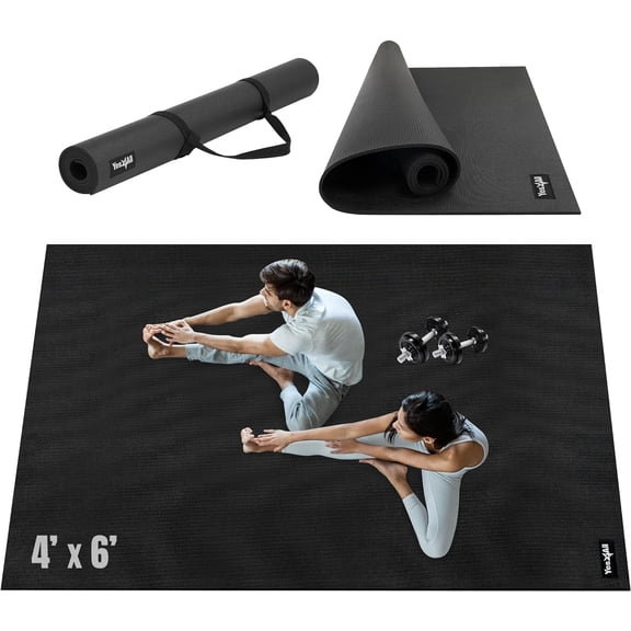 YES4ALL Large Exercise Mat for Home Gym, 6'x4'x7mm Thicker Foam Fitness Workout Mats, Gym Flooring for Cardio, Shoe-Friendly