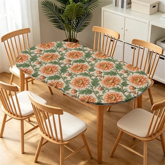 YESAD Elastic Tablecloth For Oval Tables, Waterproof Tablecover For Up To 42X68in Oval Table Cover, Dining Tablecover For Indoor And Outdoor, Holiday, Sunflower-Ditsy