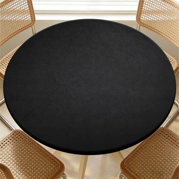 YESAD Elastic Tablecloth For Round Tables, Waterproof Tablecover For Up To 44in Round Table, Dining Tablecover For Indoor And Outdoor, Holiday, Solid Black Background