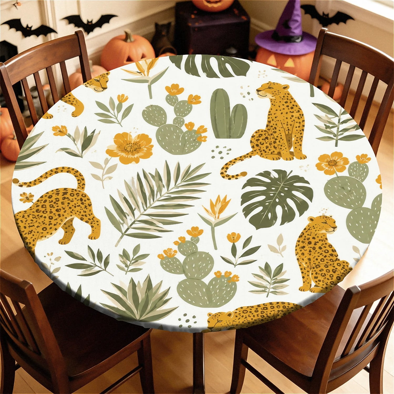 Round Rusty Table YESAD Elastic Tablecloth For Round Tables, Waterproof Tablecover For Up ...