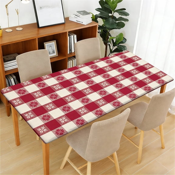 YESAD Waterproof Fitted Rectangle Tablecloth With Elastic Edge, Wipeable Table Cover For 6 Ft Tables, Perfect For Outdoor Picnic & Camping,24x48in,Vintage-Red-Gingham