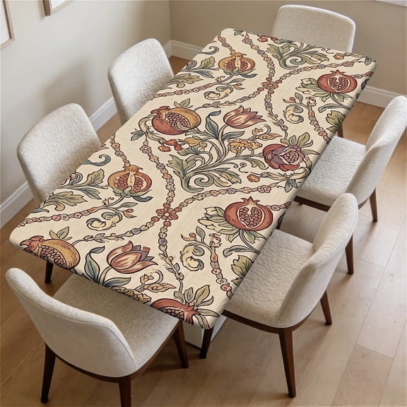 YESAD Waterproof Fitted Rectangle Tablecloth With Elastic Edge, Wipeable Table Cover For 6 Ft Tables, Perfect For Outdoor Picnic & Camping,30x72in,Muted-Vine