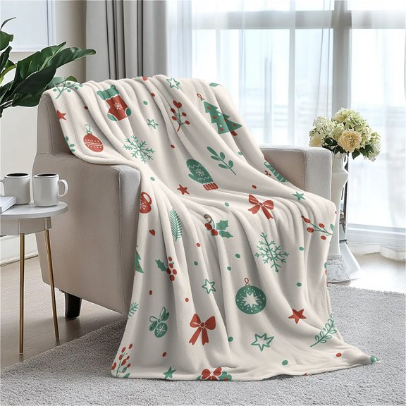 YESAD Winter Christmas Throw Blanket, 30X40in Lightweight Knee Thigh Fleece Blanket, Ultra‑Soft Cozy Warm Santa Snowman Christmas Decorative Throw Blanket For Sofa Couch Bed,DitsyXmas