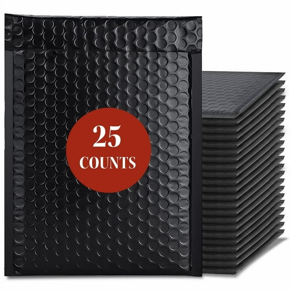 YESBESTBUY Water Resistant Self-Adhesive Bubble Mailers, 8.5x12 Inch, Black, 25 Count