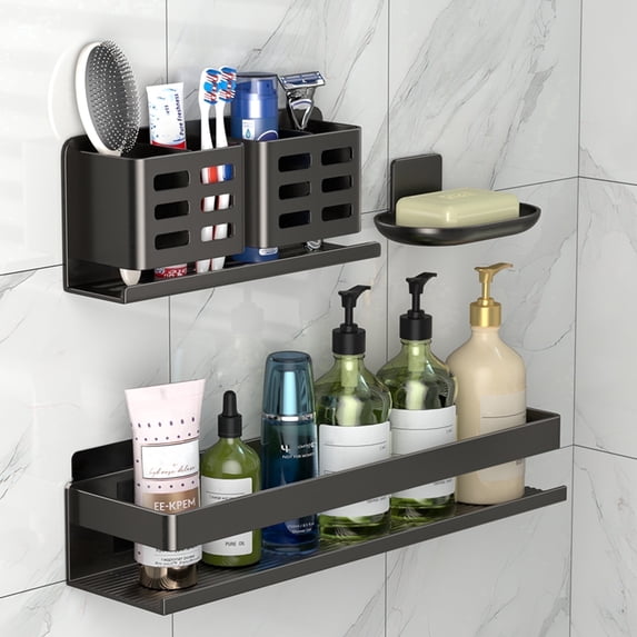 YESENT Shower Caddy 3 Pack -Aluminum Bathroom Shower Shelf Rust-Proof,Black,Adhesive Installation