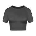 thumbnail image 1 of YESGG 1 Piece Small Crop Tops for Women, Crew Neck Shorts Sleeve Stretch Fitted Shirts Crop Tops White Grey Black, 1 of 7