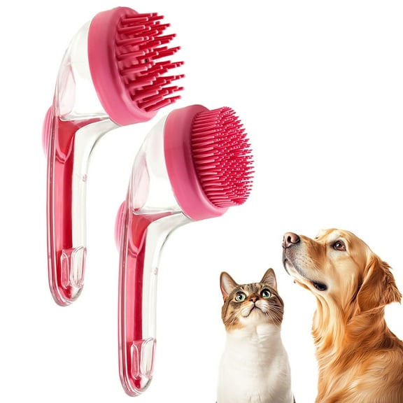 YESGIRL Dog Bath Brush with Shampoo Dispenser, Pet Bath Brush，2-in-1 Washing & Grooming Massage Brush for Dogs & Cats, 2-Piece Set with Coarse/Fine Teeth for Short and Long Hair