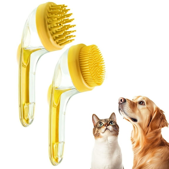 YESGIRL Dog Bath Brush with Shampoo Dispenser, Pet Bath Brush，2-in-1 Washing & Grooming Massage Brush for Dogs & Cats, 2-Piece Set with Coarse/Fine Teeth for Short and Long Hair