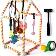 YESGIRL Puppy Play Gym with 8 Hanging Toys, Interactive Dog Enrichment Toys for Puppies and Small Dogs, PVC Indoor Jungle Gym with Bungee Straps