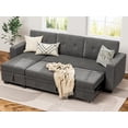 thumbnail image 1 of YESHOMY Sofa Bed Reversible Convertible Sleeper Pull Out Couches with Storage Chaise, Linen Fabric Furniture for Living Room, Bedroom, Apartment, Dark Gray, 1 of 10