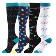 YESIMOLA 4 Pairs Compression Socks For Women Men Extra Wide Calf 20-30 Mmhg Knee High Compression Stockings For Circulation Swelling Support,Z-Black S-M