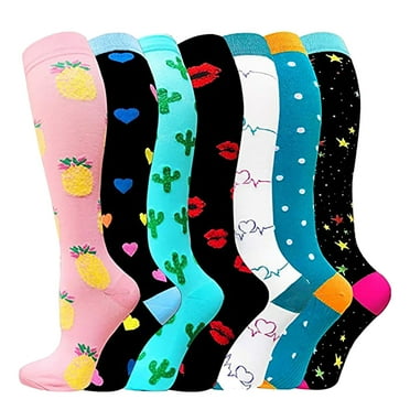 YESIMOLA 7 Pairs Compression Socks For Women Men Extra Wide Calf 20-30 Mmhg Knee High Compression Stockings For Circulation Swelling Support