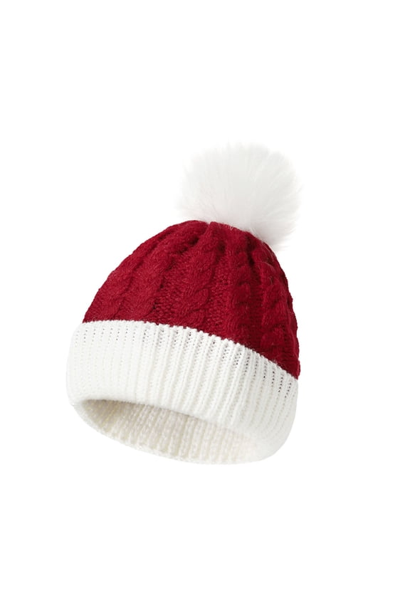 American Trends Santa Hat Christmas Beanie Hat Winter Warm Cable Knit Slouchy Hat for Adult Women Men Xmas Holiday Party,Wine One Size