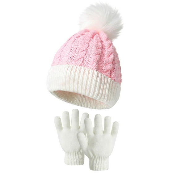 YESIMOLA Beanie Hat and Gloves Set for Women Warm Knitted Hats and Touchscreen Gloves Women Ladies Winter Gifts for Adult Women Men,Pink One Size