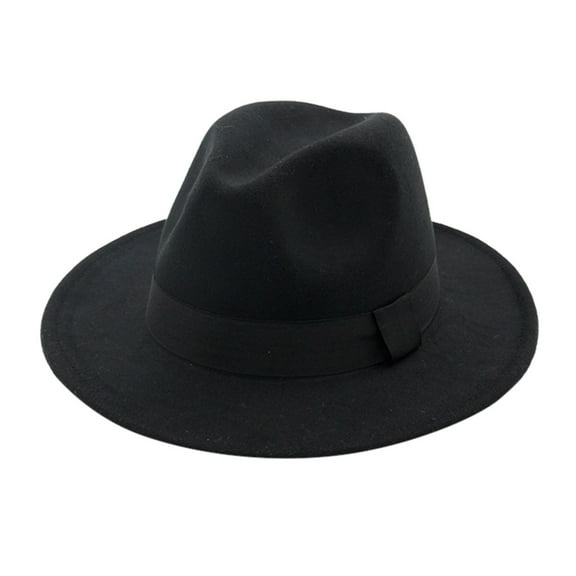 YESIMOLA Dress Hats for Men Fedora Hat Vintage Wide Brim Hat with Belt Buckle Adjustable Hats Classic Trilby Hat Summer Sun Hat Panama Hat,Black One Size