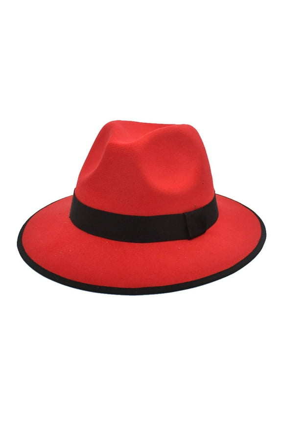 Dress Hats for Men Fedora Hat Vintage Wide Brim Hat with Belt Buckle Adjustable Hats Classic Trilby Hat Summer Sun Hat Panama Hat,Z-Red One Size