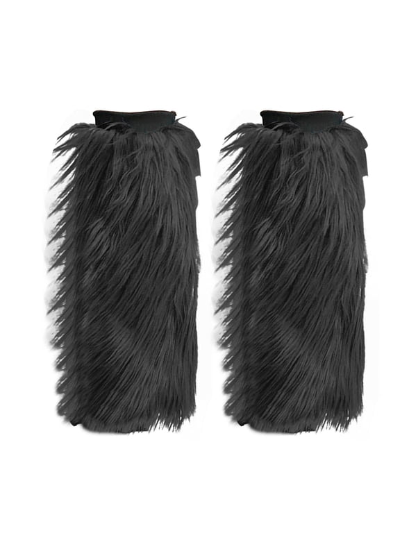 Fuzzy Faux Fur Leg Warmers Black Soft Fashion Warm Womens Fur Leg Warmer Winter Furry Long Boot Cuffs Cover For Leisure Party Perfect Gift