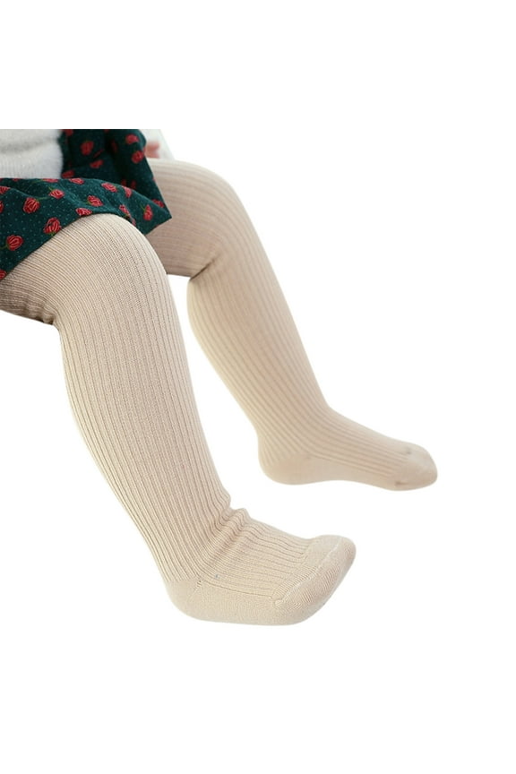 Girls Tights Toddler Kids Baby Girls Cotton Solid Warm Knit Leggings Pantyhose Stretchy Basic Pants Socks Pantihose for Winter Stocking Beige 0-3 Months