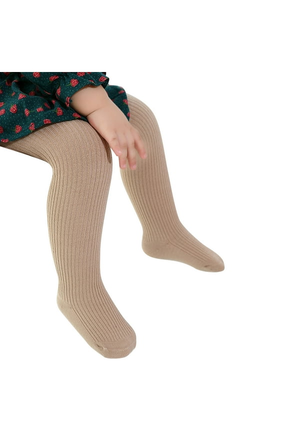 Girls Tights Toddler Kids Baby Girls Cotton Solid Warm Knit Leggings Pantyhose Stretchy Basic Pants Socks Pantihose for Winter Stocking Khaki 3-6 Months