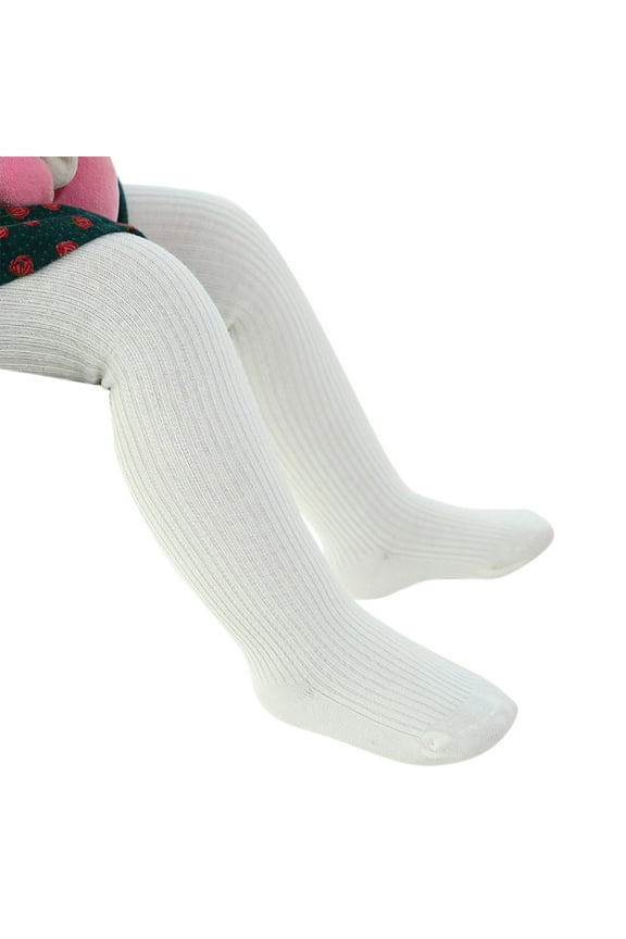 Girls Tights Toddler Kids Baby Girls Cotton Solid Warm Knit Leggings Pantyhose Stretchy Basic Pants Socks Pantihose for Winter Stocking White 2-4 Years