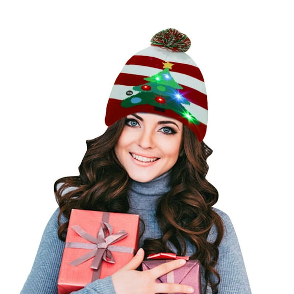YESIMOLA Light up Christmas Hat Christmas Beanie Led Christmas Beanie Light up Christmas Hats Knit Hats with Led Colorful Lights Unisex Winter Snow Hat