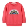 thumbnail image 1 of YESIMOLA Shirt for Girls Toddler Girls Long Sleeve Sweatshirt Autumn Round Neck Pullover Top Rainbow Printed Sequin Sweatshirt Pink 6 Years, 1 of 6