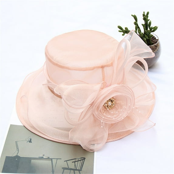 YESIMOLA Tea Party Hats for Women 2024 Kentucky Derby Hat for Women Ladies Girls Fascinator Easter Tea Party Bridal Church Sunday Sun Hat,Beige One Size